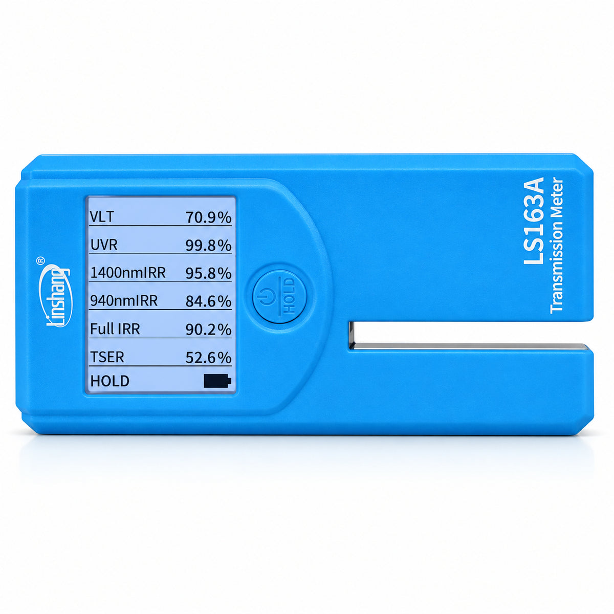 Linshang LS163A solar film tester measuring VLT, UV, infrared, TSER and SHGC
