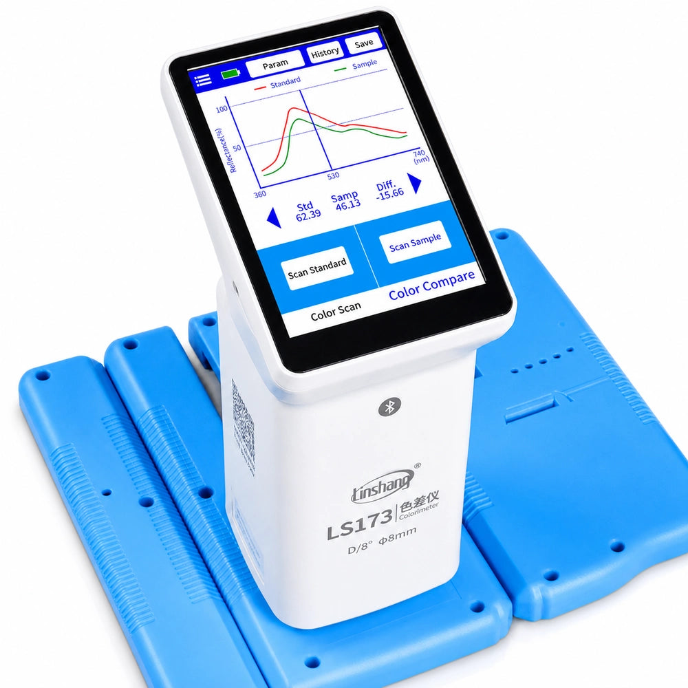 Linshang LS173 D/8 SCI colorimeter with 3.5-inch touchscreen