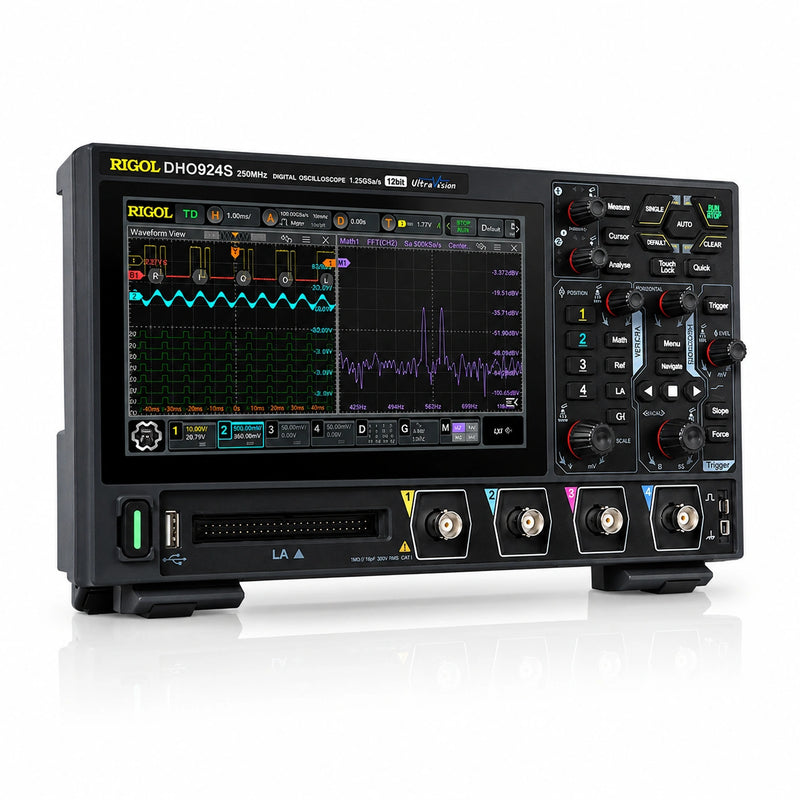 RIGOL DHO900 Series 12-bit oscilloscope with 7-inch touchscreen