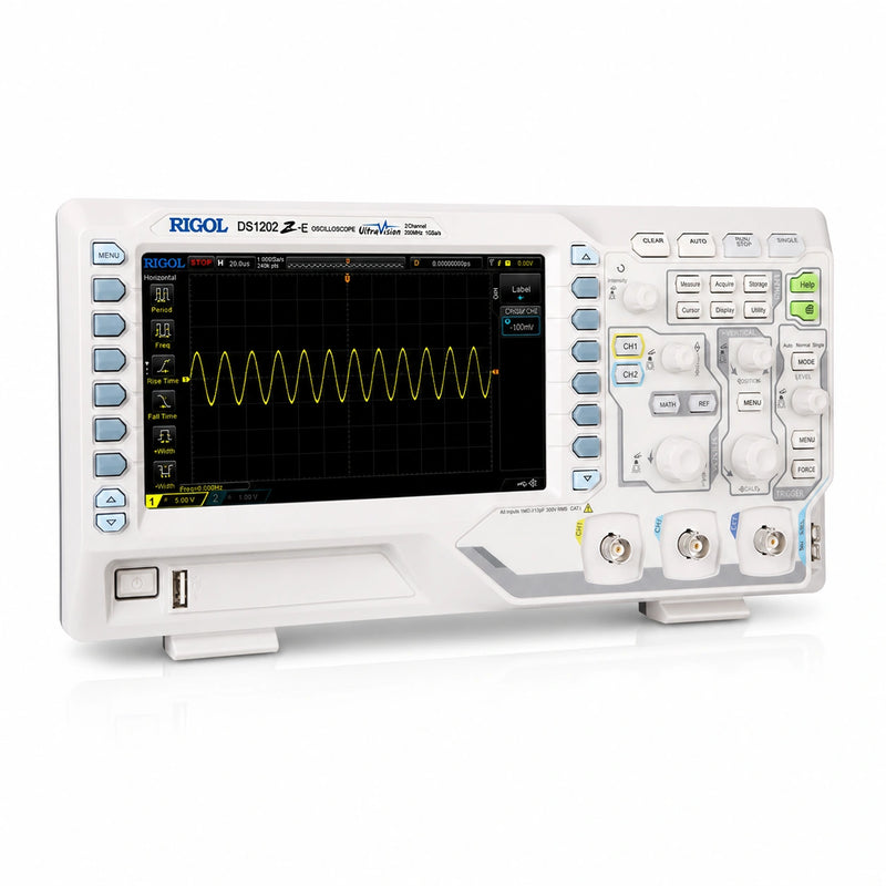 RIGOL DS1202Z-E 200 MHz oscilloscope displaying two waveforms