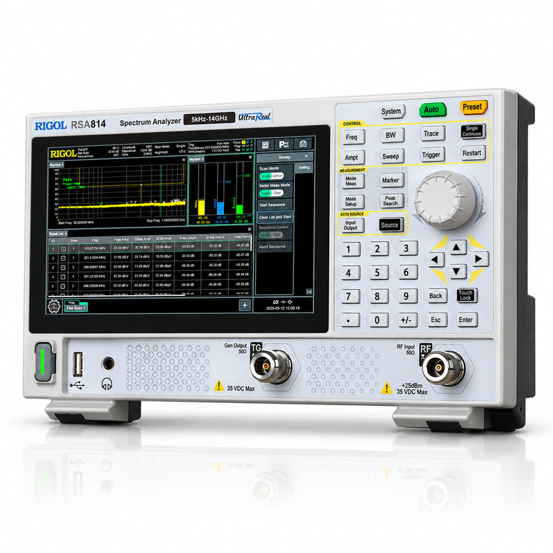RIGOL RSA800 Series real-time spectrum analyzer with 7-inch touchscreen and tracking generator