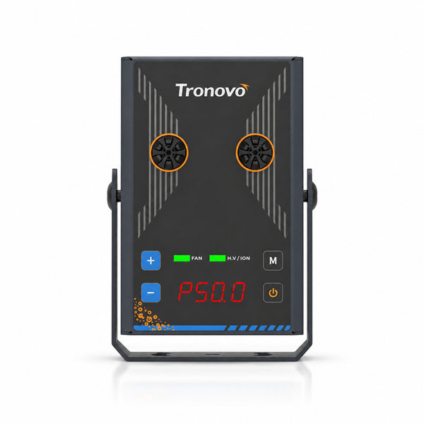 TRONOVO DS931P fanless pulsed DC static eliminator with dual discharge modules and adjustable mounting bracket