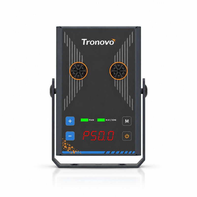 TRONOVO DS931P fanless pulsed DC static eliminator with dual discharge modules and adjustable mounting bracket